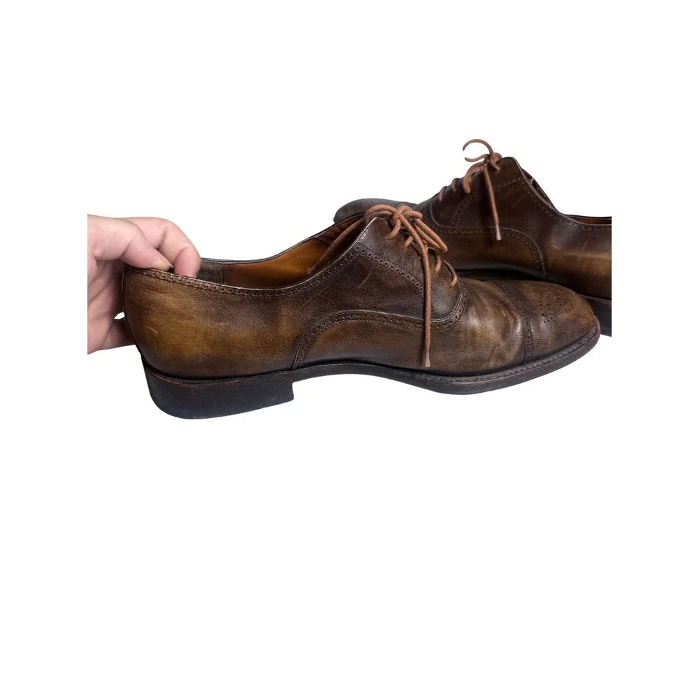 Salvatore Ferragamo Oxford Shoes Mens 11 2E Brown Leather Cap Toe Brogue Italy